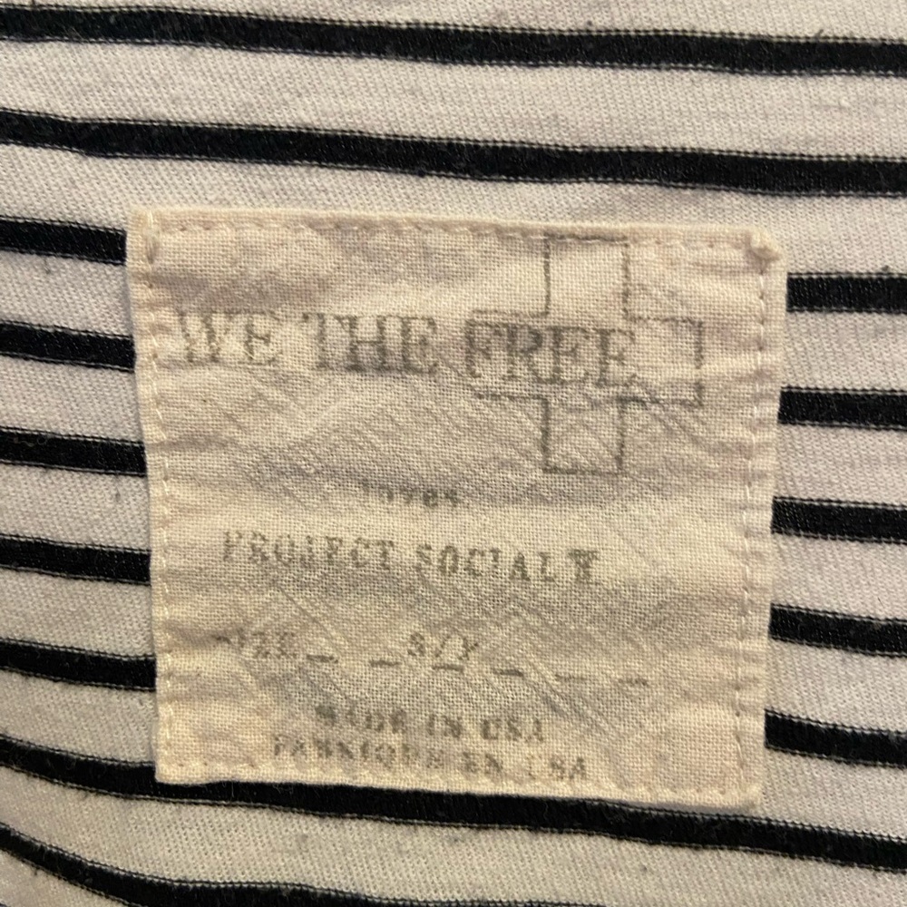 Free People Black and White Striped Short Sleeve Tee - Picture 3 of 4